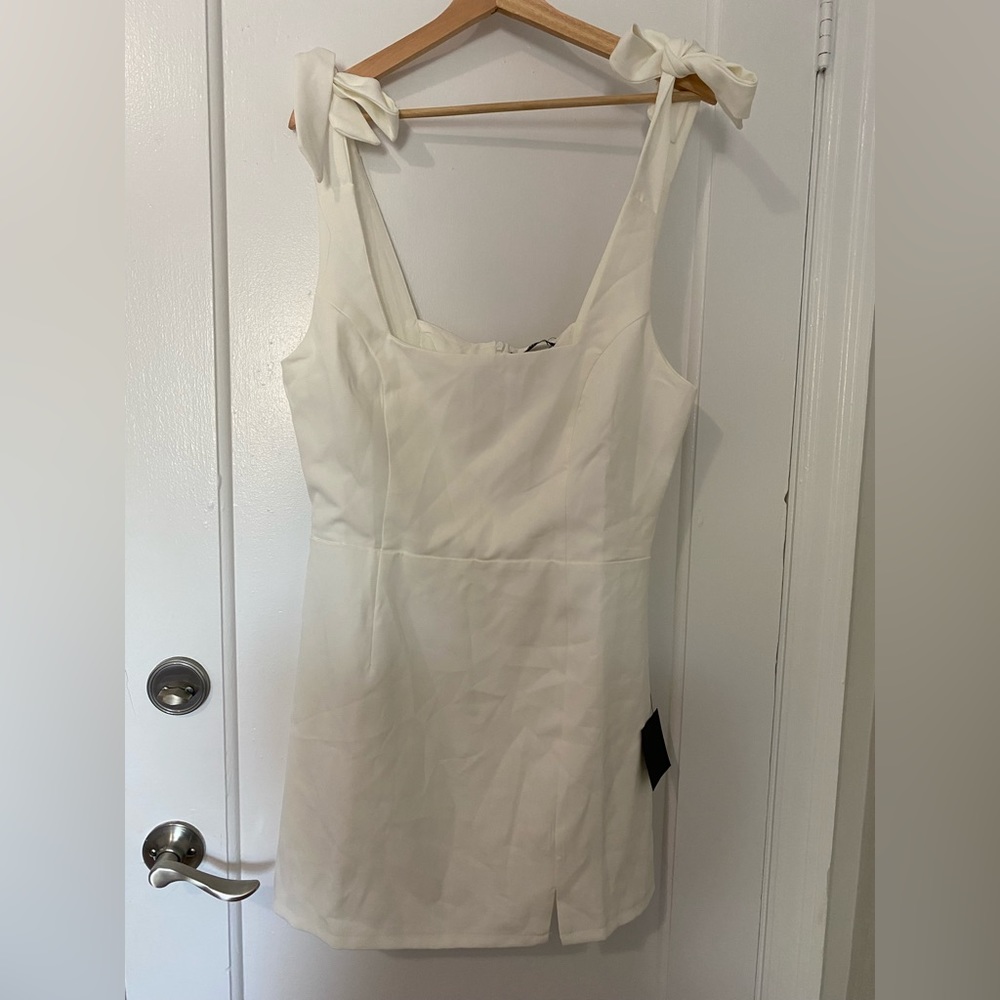 Lulus White Your Sweetie White Tie-up Mini Dress